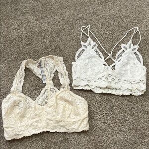 Pair of free people lace bras. Never worn. Size small